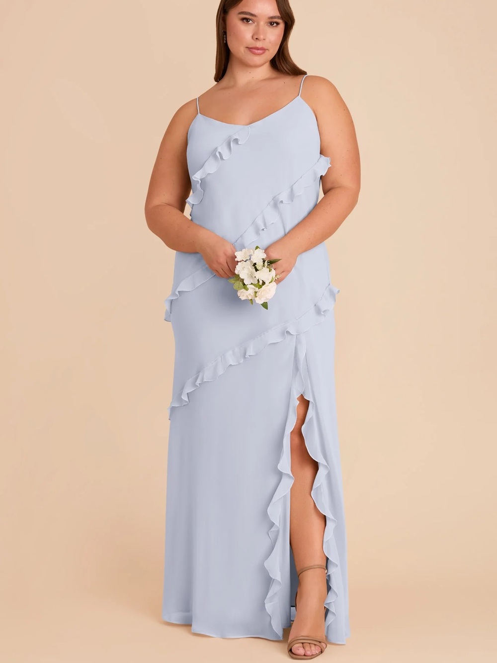 Birdy Grey Light Blue Ruffle Maxi Dress